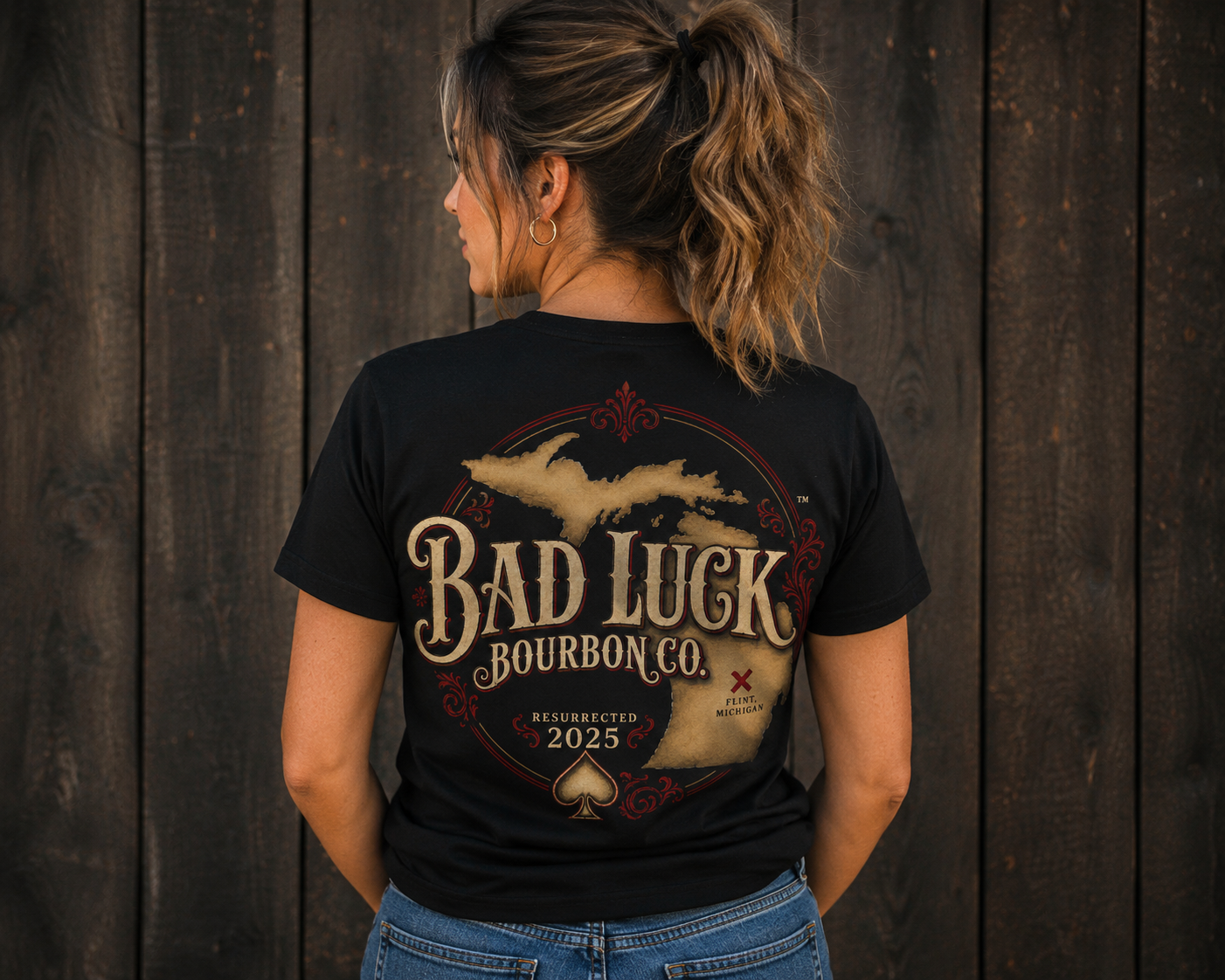 Bad Luck Bourbon Co. Flint Michigan Tee