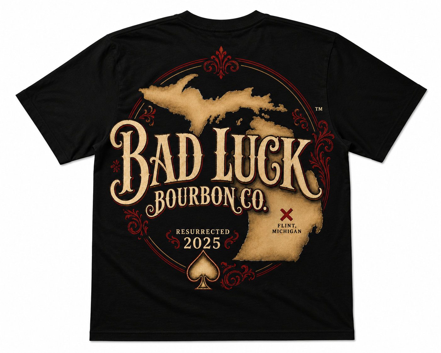 Bad Luck Bourbon Co. Flint Michigan Tee